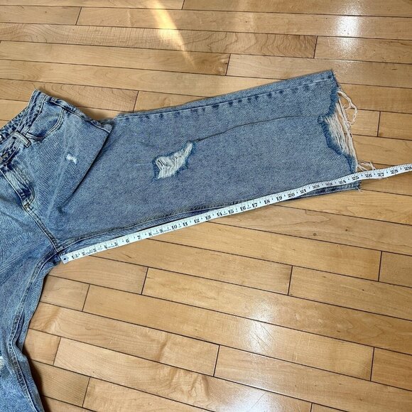 AVEC LES FILLES Acid Wash Distressed Destroyed Wide Leg Denim Jeans Size 29 - Picture 7 of 15